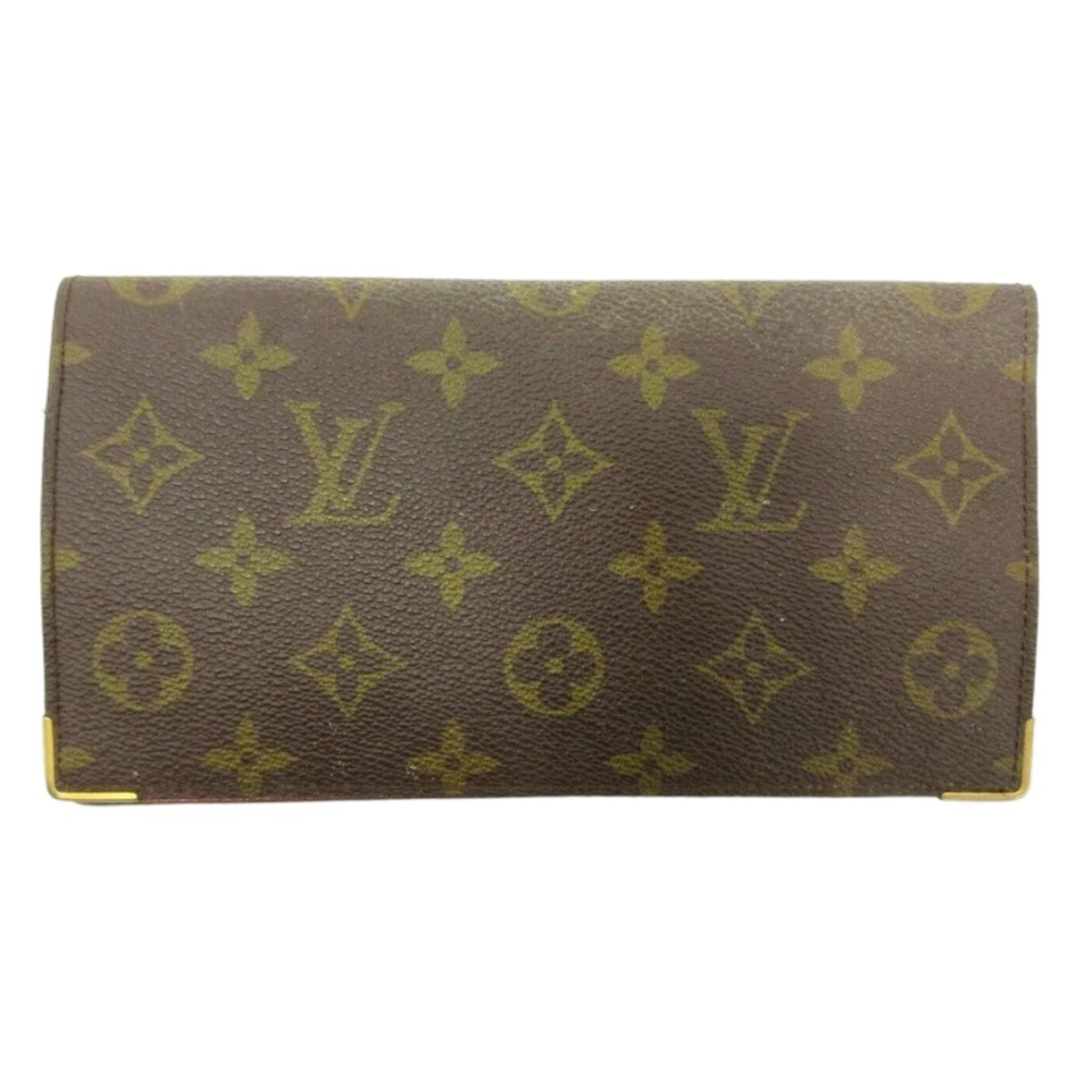 Unisex Authentic Louis Vuitton Monogram Porte Chequier Double M62223 Long Walle…